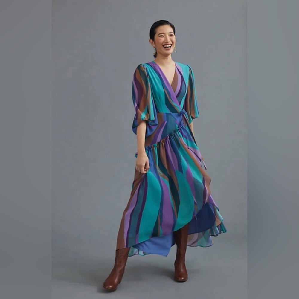 Anthropologie hutch balloon sleeve flow maxi dress